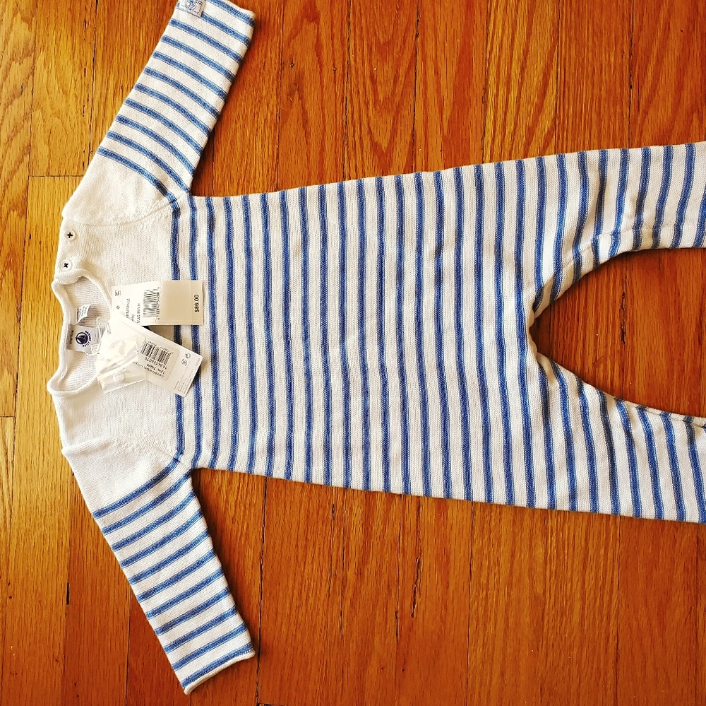 NWT Blue & White Stripe Petit Bateau Onesie